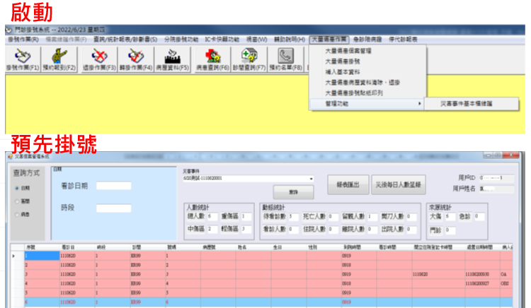 圖一-重災大傷 e 管理系統：啟動即刻預先掛號